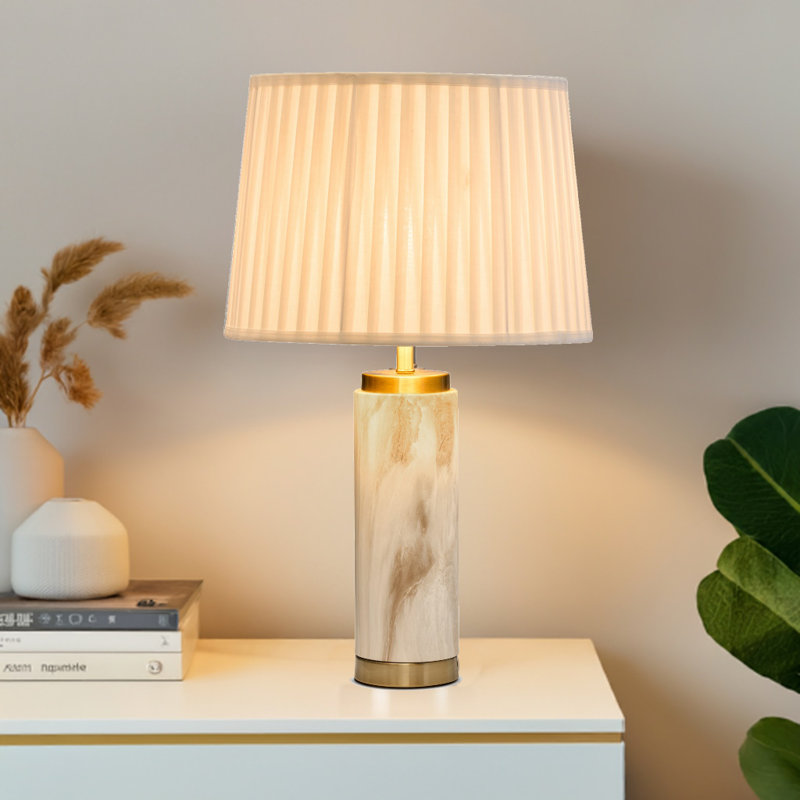 Alisander MARBLE EFFECT 56cm Table Lamp, Gold