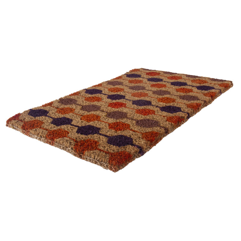 Handwoven Brown and Orange Coir Outdoor Fall Doormat
