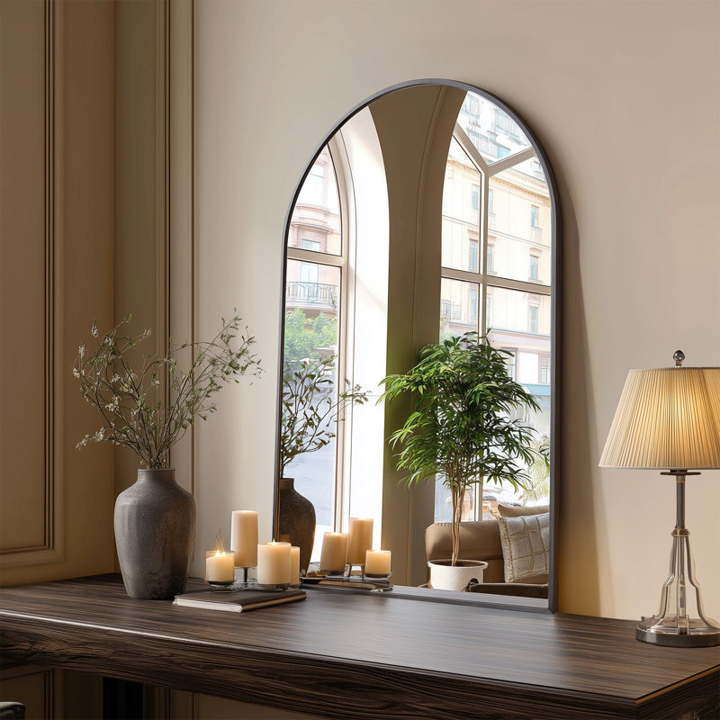 Miroir de salle de bain mural en aluminium, Noir, 36 po x 24 po