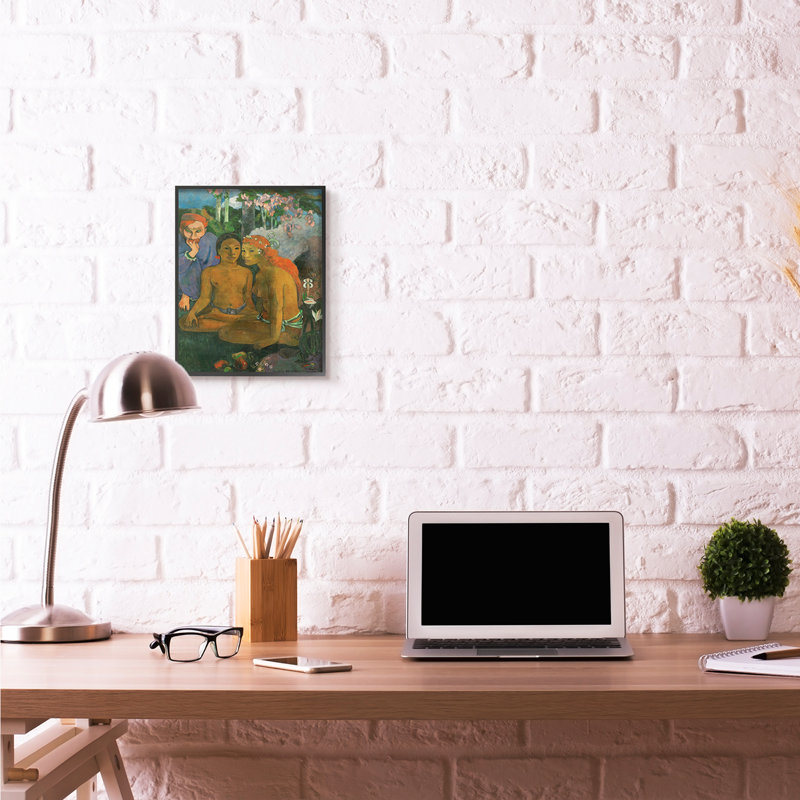 « tropical landscape native figures classic » par paul gauguin-reproduction d’art, H 14 po x l 11 po x P 1,5 po