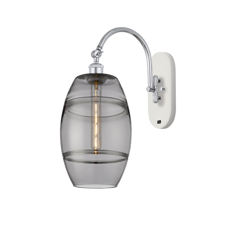 Dundrod Steel Armed Sconce, Light Smoke, White/Polished Chrome