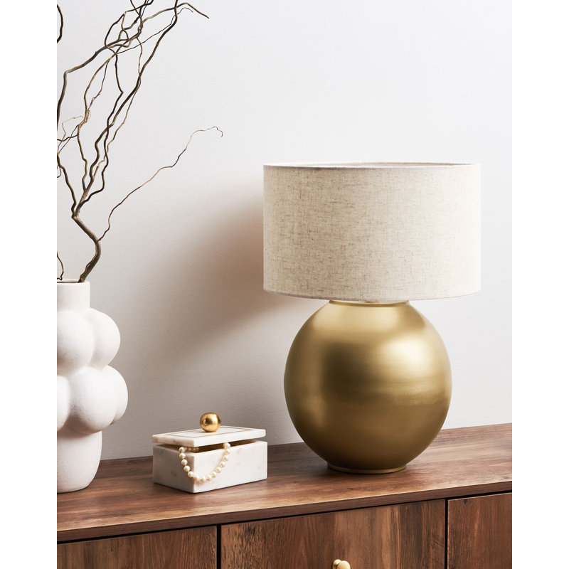 Iron Table Lamp, Gold, Beige