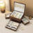 Black Walnut Wooden Jewelry Box, 3-Layer Flip-Top Rotating Organizer for Earrings, Necklaces, Rings, and Bracelets Storage.