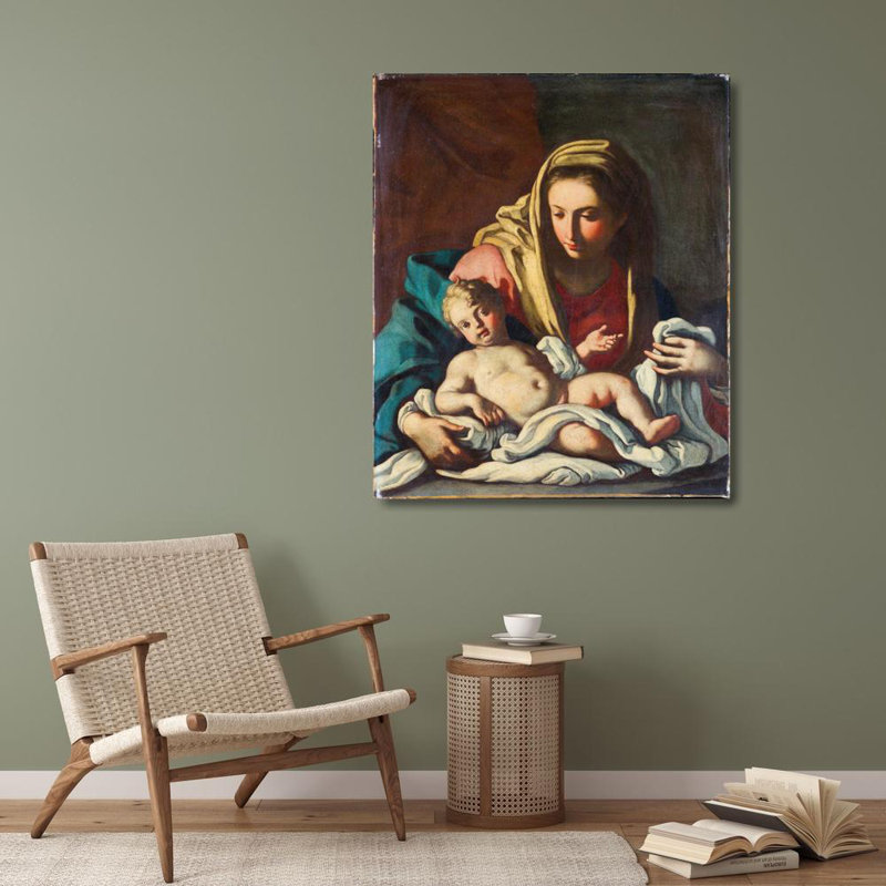 "Madonna and Child" par Neapolitan School - Art mural sur toile tendue avec châssis, H 18 po x l 14 po
