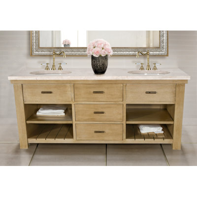 Meuble-lavabo double 72 po avec plateau en marbre Birender