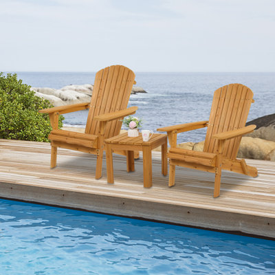Chaise Adirondack d'extérieur en sapin teint naturel (ensemble de 2)