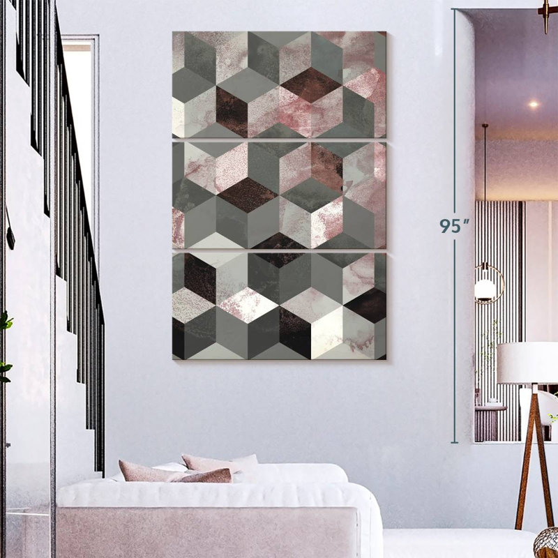 Avery Cubes Rose, 74" H x 48" W