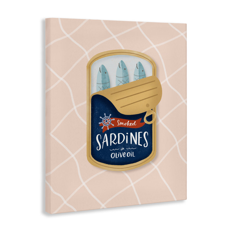 Toile de sardines nautiques, conception par Sandra Picco, H 40 po x l 30 po