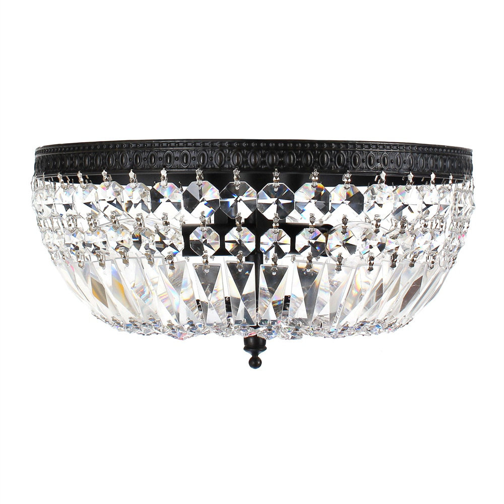 Maghin 3-Light 11.8-inch Antique Black Crystal Basket Flush Mount Alcott Hill®