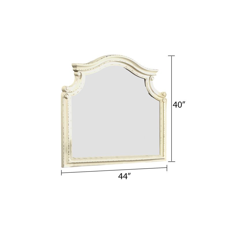 Miroir de chambre à coucher traditionnel en beige antique - Bois massif de qualité, finition élégante