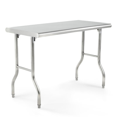 48" x 24" Heavy-Duty Stainless Steel Folding Table, Commercial Kitchen Prep Work Table for Restaurants, Catering, Home, Garage, and Outdoor Use