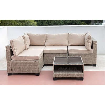 5 patios modulaires d'extérieur avec coussins d'eau et table basse