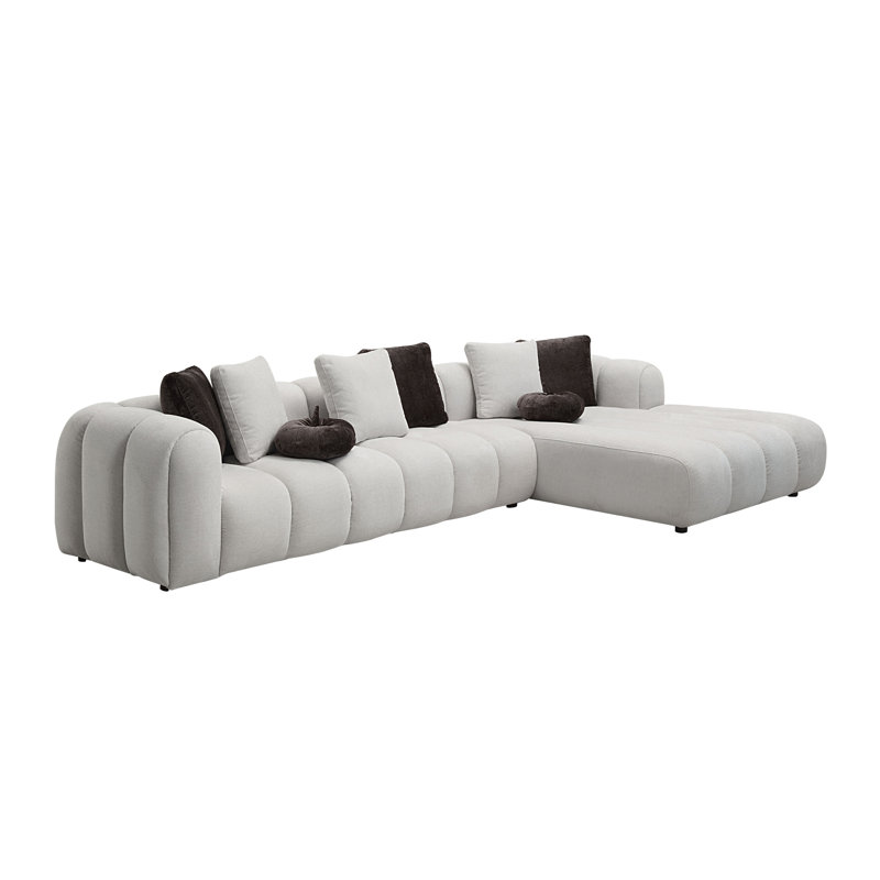 Canapé modulaire en lin blanc ivoire Manilla avec 8 coussins
