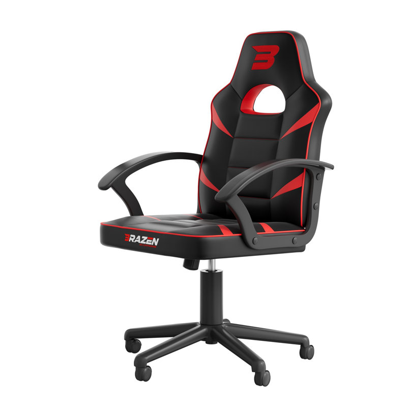 BraZen Valor Mid Back PC Gaming Chair, Black/Red