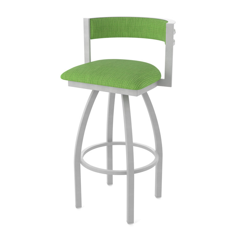 Tabouret Artémis, Tissu - perroquet graphique, Tabouret de bar (siège d'une hauteur de 30 po), Nickel anodisé