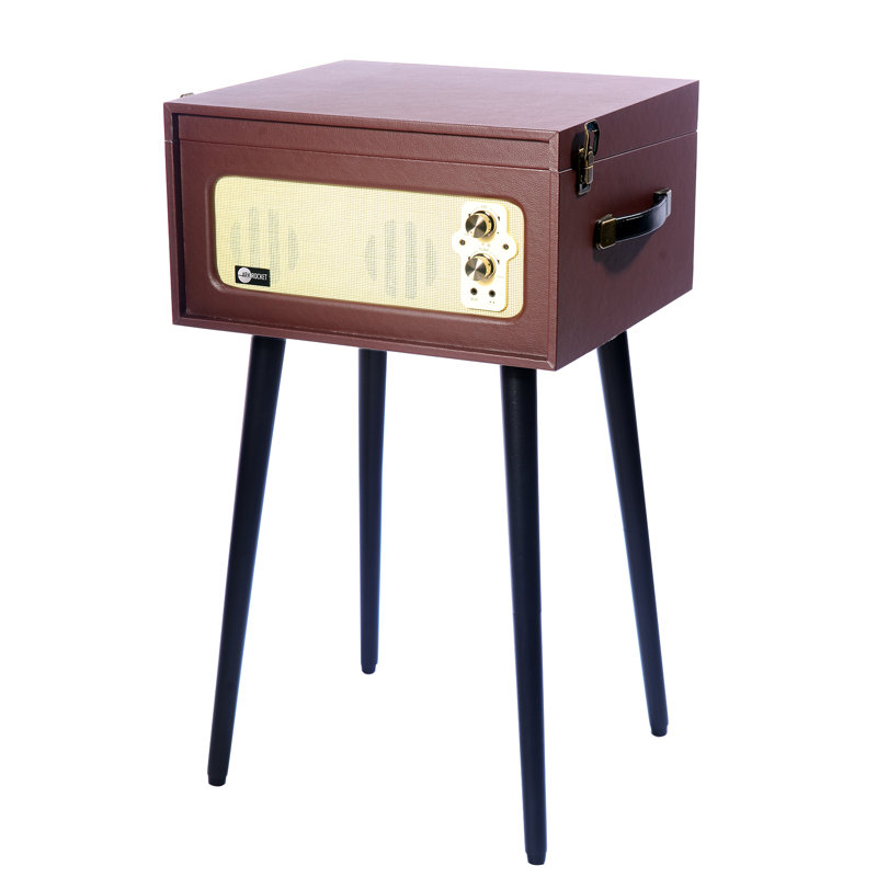 Arkrocket Brown 3-Speed Bluetooth Retro Turntable with Built-in Speakers