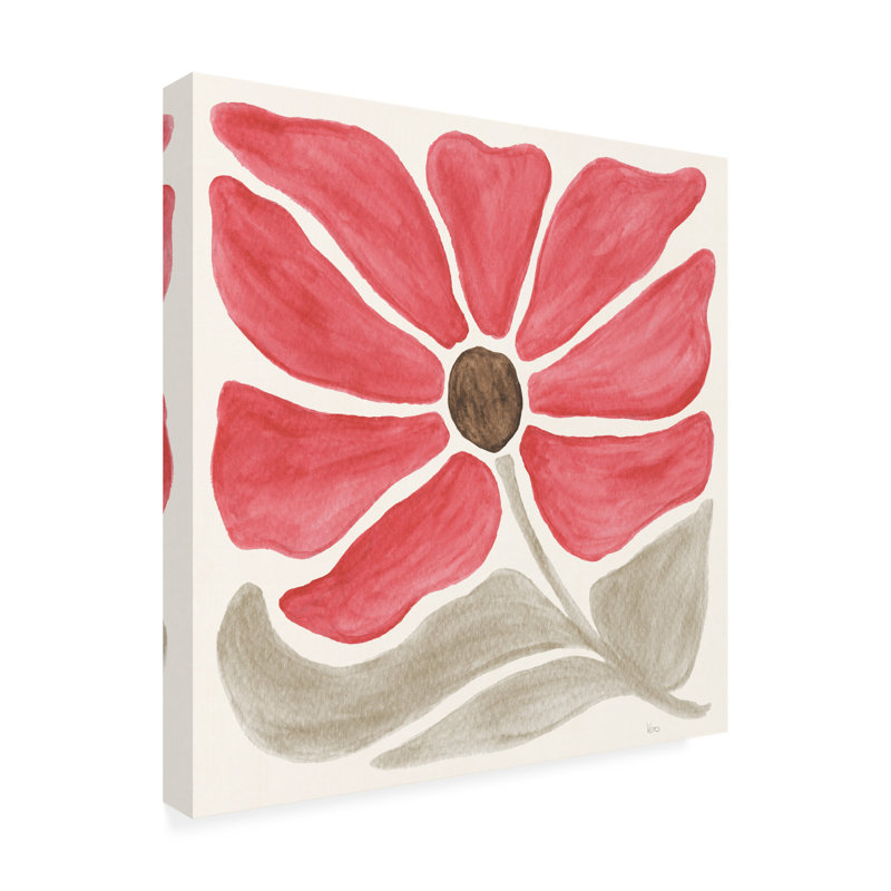  «Veronique Charron Modern Petals V», art mural sur toile neutre, Rouge / Beige, H 35 po x l 35 po