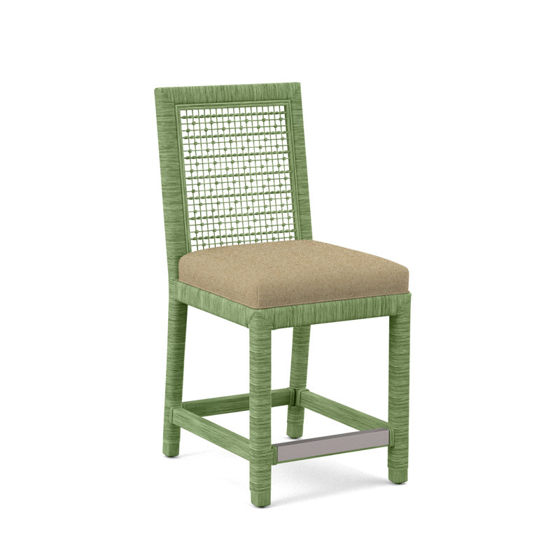 Pine Isle 24" Counter Stool, Sunbrella Beige Pinstripe; 6205-74, Celery