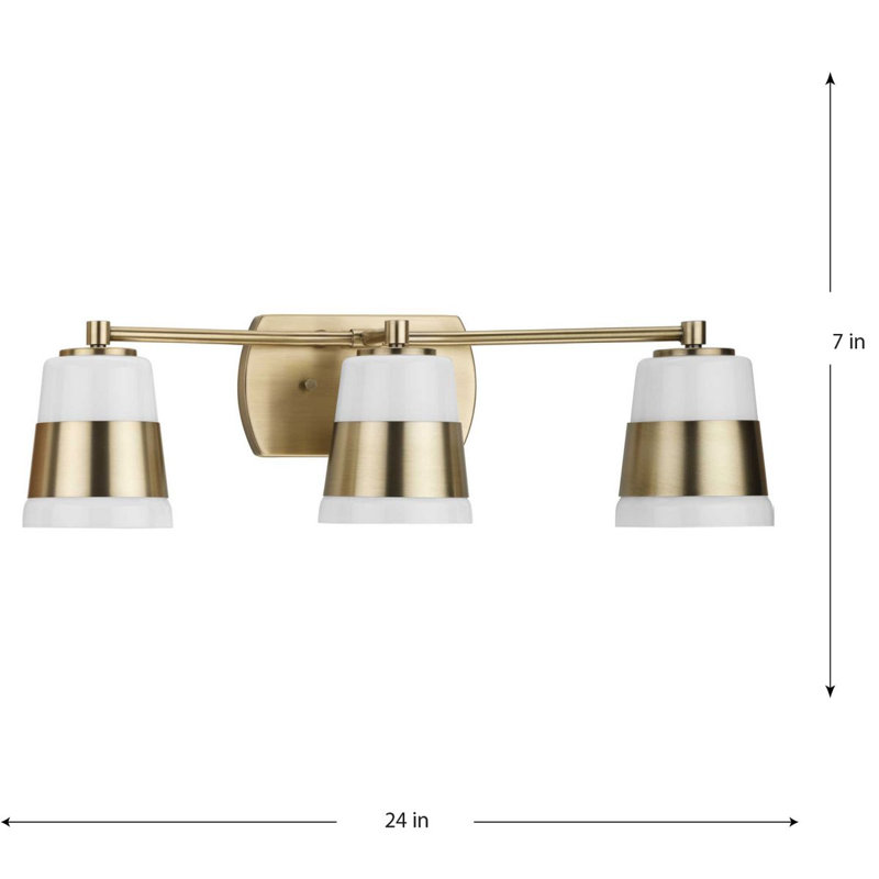 Éclairage pour meuble-lavabo à 3 lumières à intensité variable Markail, Laiton rétro, Laiton rétro / blanc
