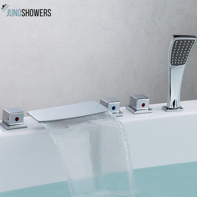 Juno Waterfall Roman Tub faucet with Handheld Shower