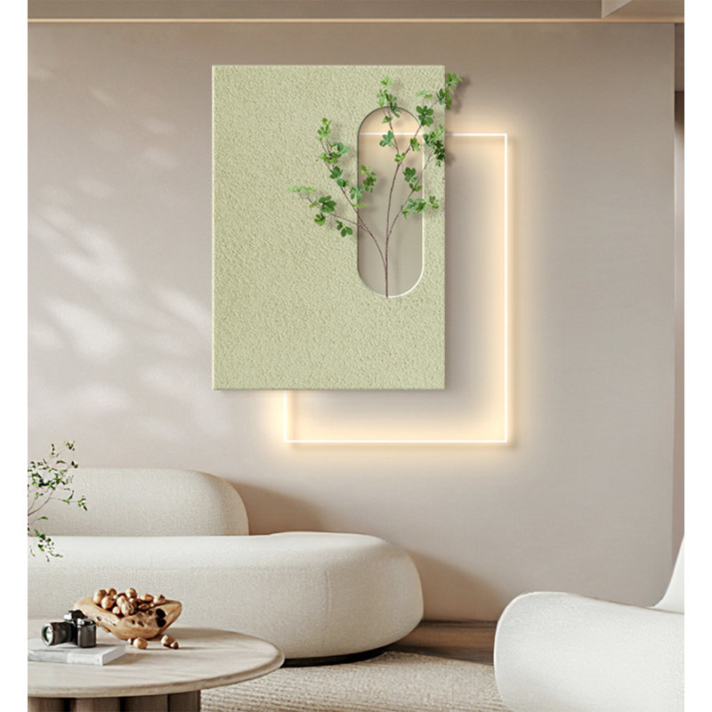 Peinture murale en acrylique Wabi-Sabi, H 21,65 po x l 18,9 po x P 0,79 po, Vert