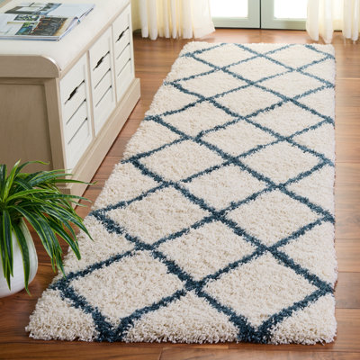 Feltner Geometric Ivory/Slate Blue Area Rug