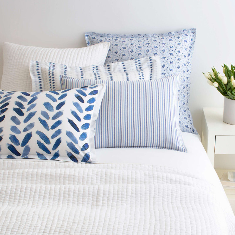 Blue Brush Sham, King, White/Blue
