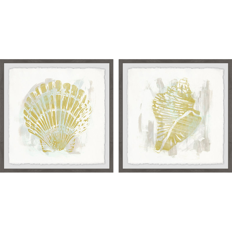 Seaside Blockprints VII - Ensemble de 2 reproductions de cadres photo sur papier, H 12 po x l 12 po x P 1,5 po
