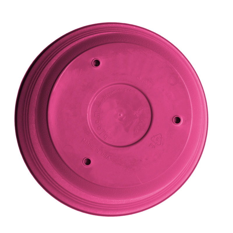 Saturn Traditional Plastic Indoor/Outdoor Round Planter with Saucer, 8.5" H x 9.75" W x 9.75" D, Fuchsia