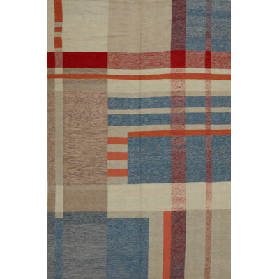 Plaid Area Rug in Brown/Blue