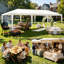 Outdoor Steel Frame Party Gazebo Canopy Tent, 3x6m / 3x9m Waterproof PE Shelter Fits 20-30 Guests for Wedding Backyard BBQ Events-133878111