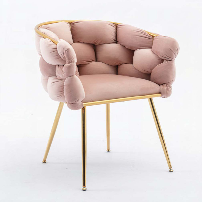 Chaises de salle à manger en velours, Rose