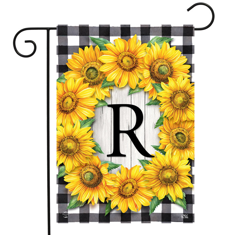 Sunflowers Monogram R Garden Flag