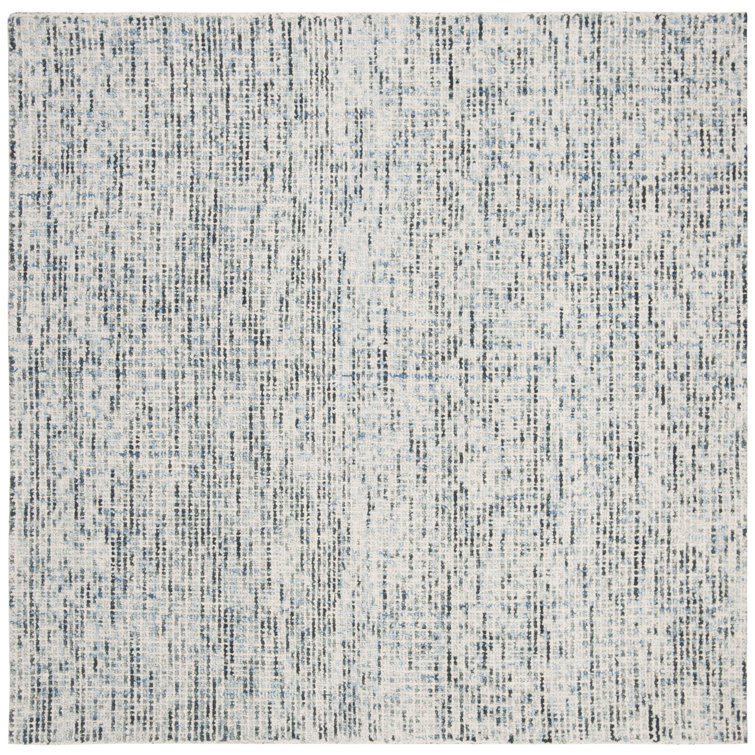 Tapis bleu / gris anthracite en laine touffeté à la main
