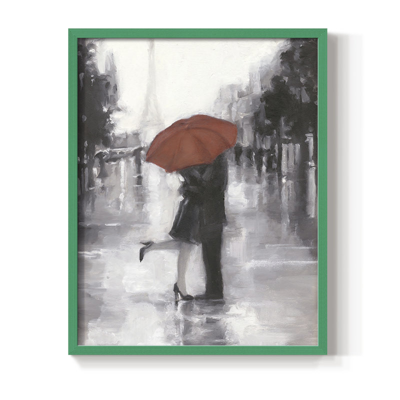 «Caught in the Rain», reproduction encadrée - bois massif, Vert, H 10 po x l 8 po