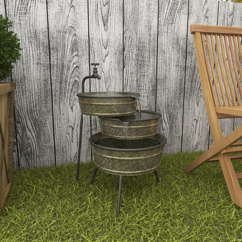 Outdoor Metal Weather Resistant Cascade Fountain