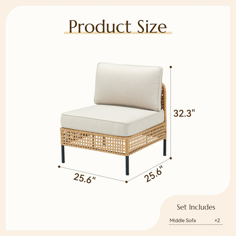 Ensemble de mobilier d'extérieur pour canapé modulaire en osier avec coussins Boho