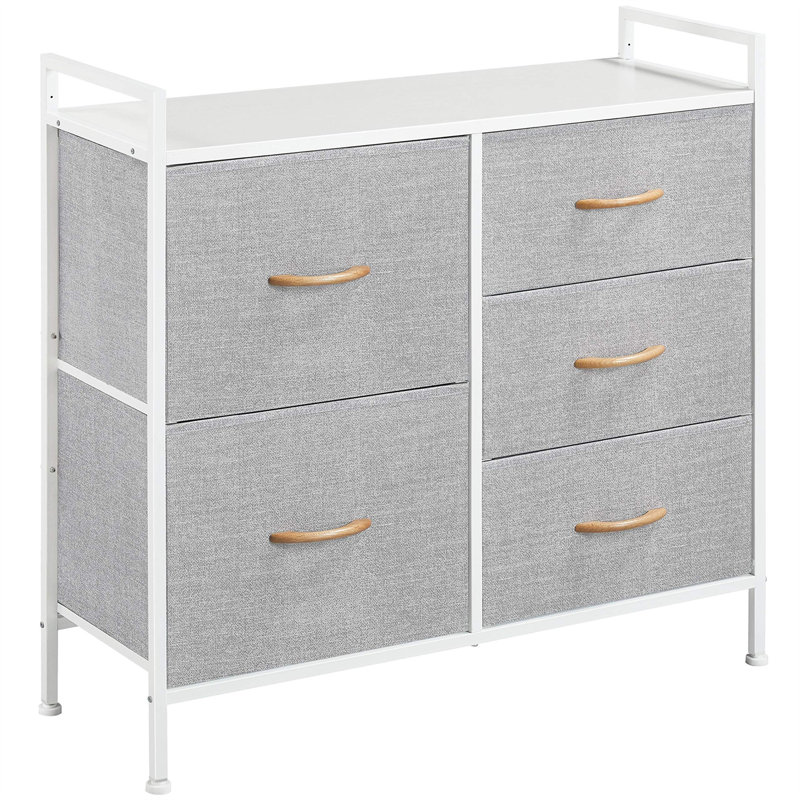 Thibaud 83cm W 5 - Drawer Chest of Drawers, Light Grey/White