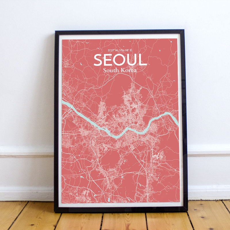 Seoul City Map - No Frame Print, 43.2cm H x 27.9cm W x 0.1cm D