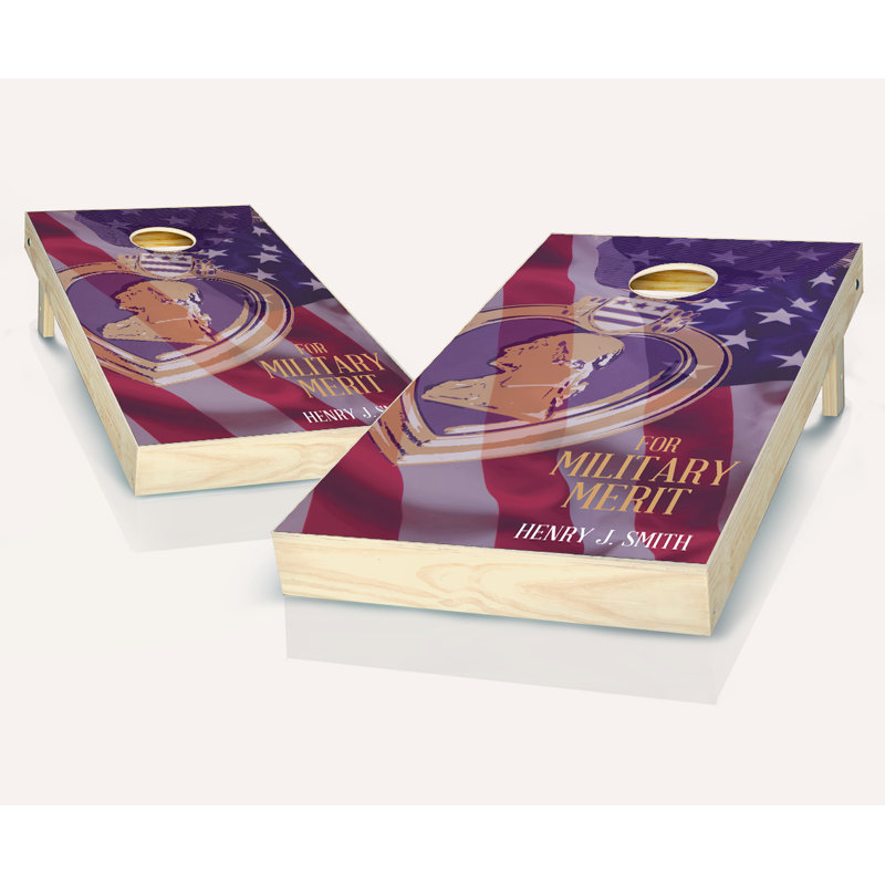 Ensemble de cornhole en bois massif 2 'x 4' avec sacs, Rouge / bleu royal