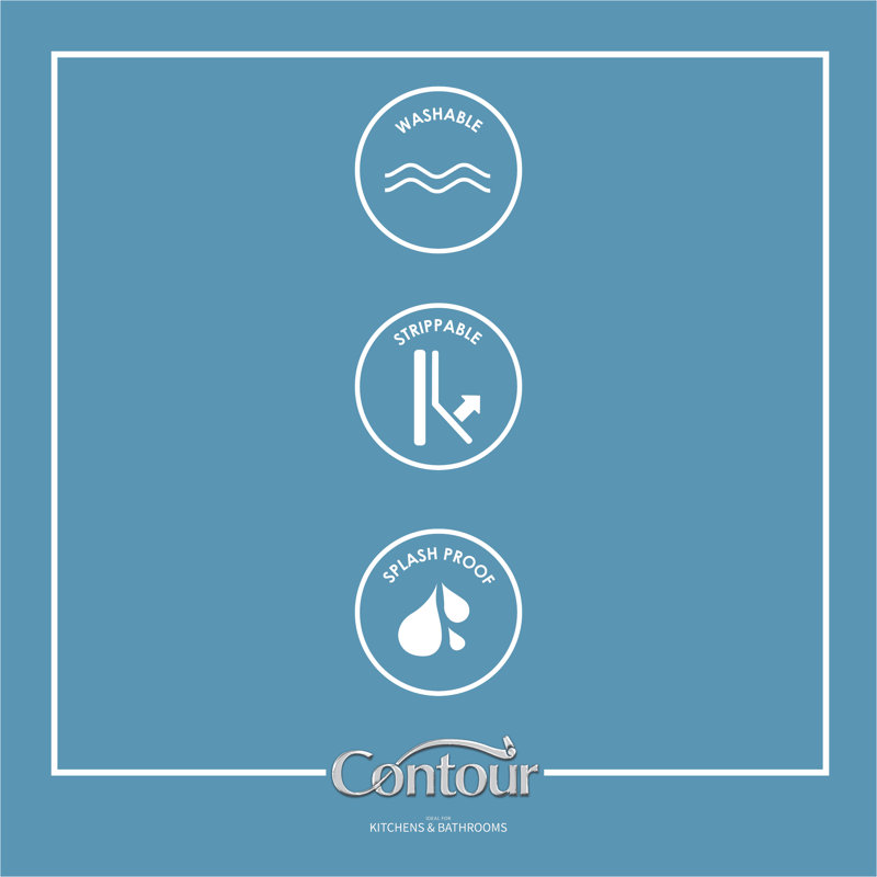 Contour Cafe Culture Kitchen Grey/White Tiled Washable Typography Wallpaper