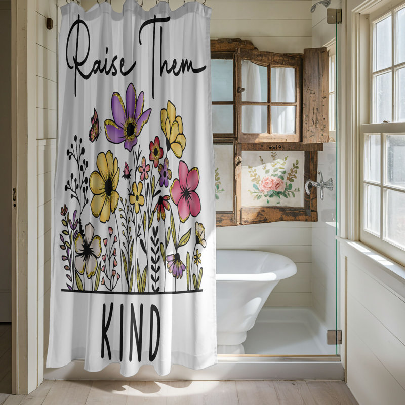 Rideau de douche standard 1 pièce Glitter Kindness Vibes, H 74 po x l 71 po