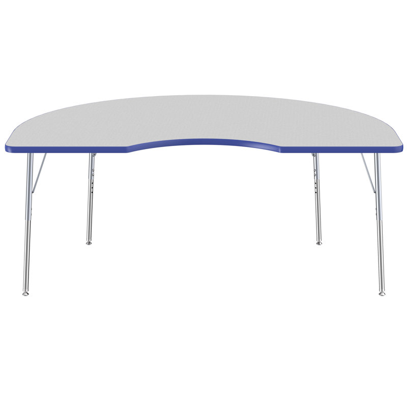 Table d'activité 48 "x 72" avec moulures en T et pieds réglables, Gris / bleu / argent, Roulement pivotant standard