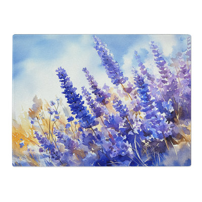 Lavender Flower Styled  Glass Chopping Board
