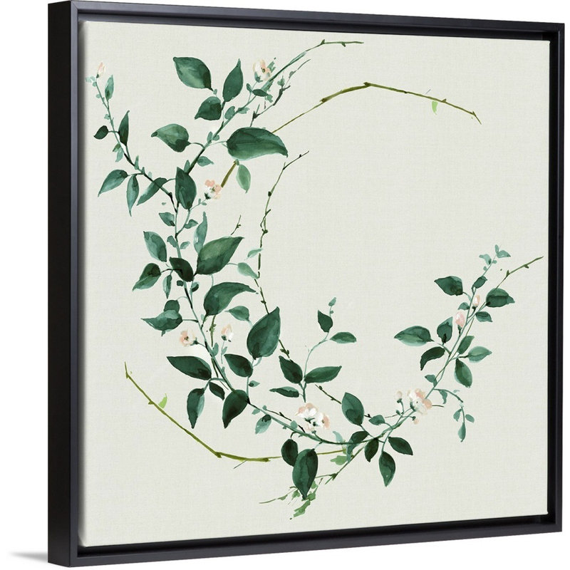 " Delicate Vine " by Eva Watts Painting Print, Black Framed Canvas, 14" H x 14" W