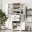 Armoire de rangement blanche à plusieurs compartiments, porte de tablette intégrée avec 2 tiroirs et couche réglable-466598437