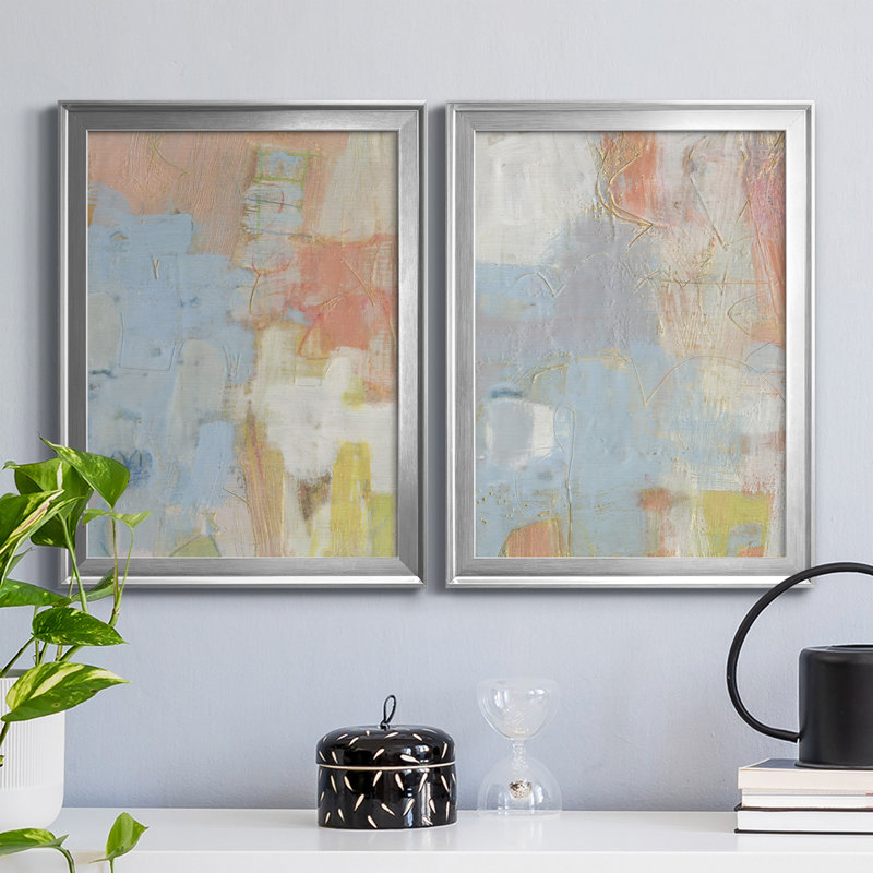 Cully I - Ensemble de 2 peintures sur toiles encadrées, H 42,5 po x l 61 po x P 1 po, Argent