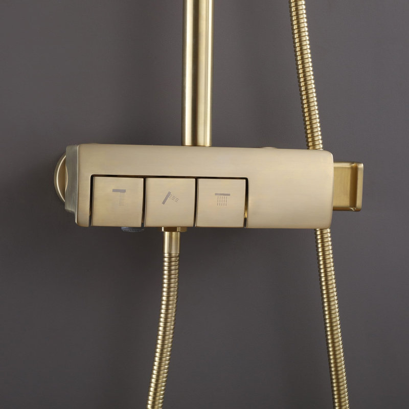 Système de douche avec valve brute, Or brossé