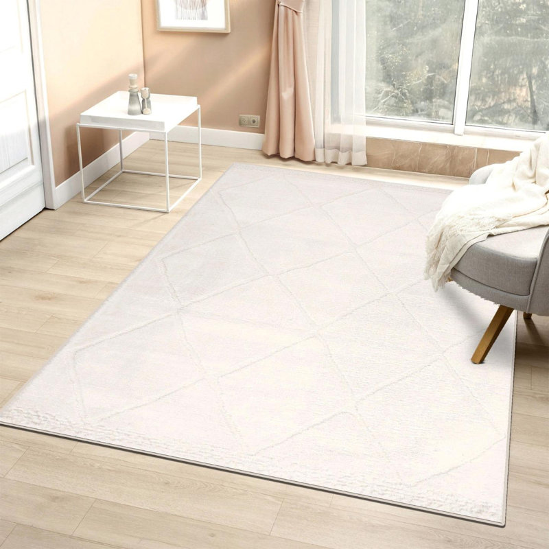 Moroccan Diamond Area Rug, Ivory, 6x9