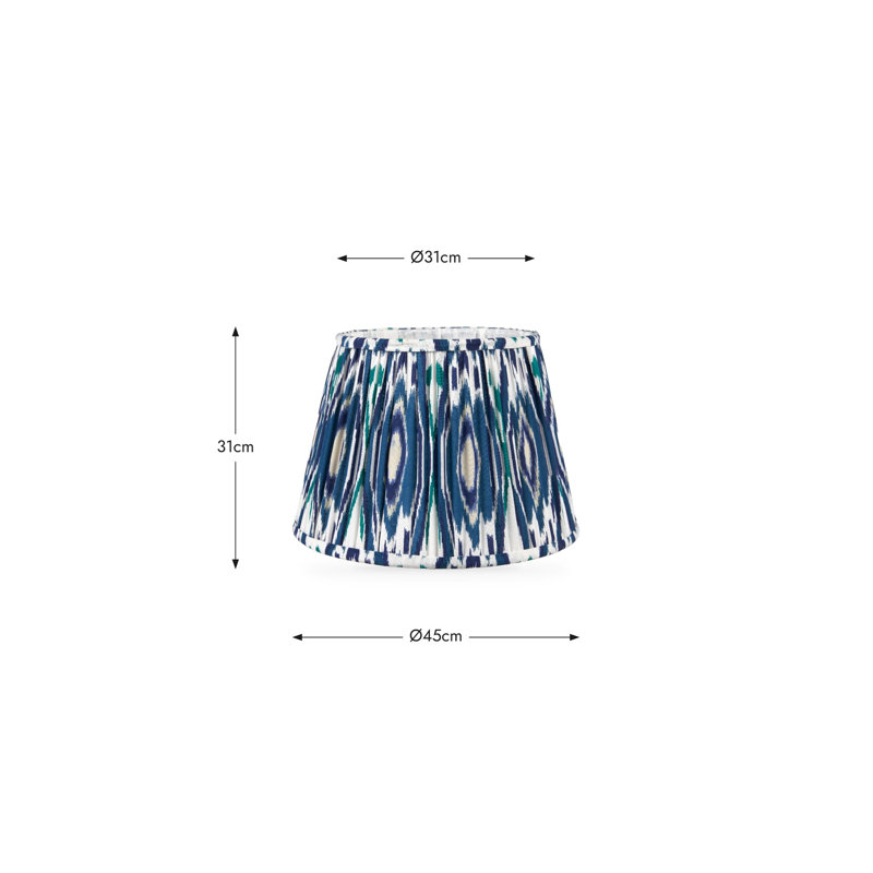 Pleated Cotton Cylinder Shade, 31cm H x 45cm W x 45cm D, Blue